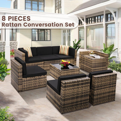 8 Piece Patio Furniture Set, Outdoor Modular Conversation Set2