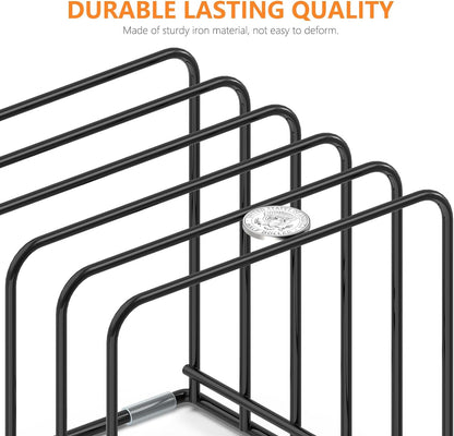Kitchen Cabinet Organizer, Steel Cookware Holder, Divided Holder with 5 Slots for Skillets Baking Tray and Chopping Board Rack - Baking Pan Holder Storage (1 PC)3