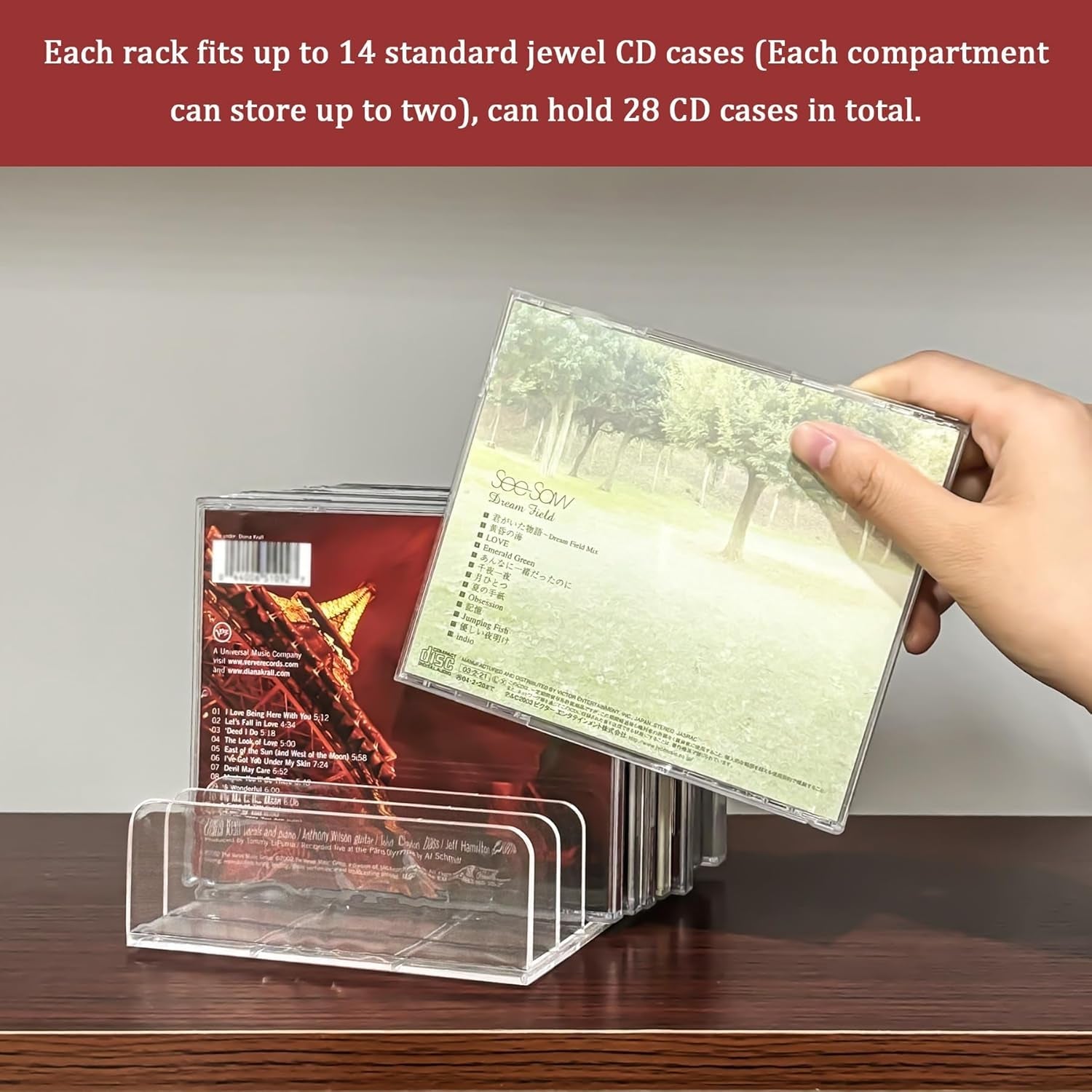 2-pcs-clear-acrylic-cd-holder-dvd-cd-display-rack-cd-storage-box-vinyl-record-storage-stand-holds-up-to-14-standard-cd-cases-for-media-shelf-storage-and-organization