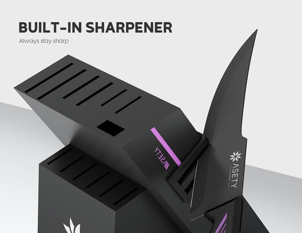 Knife Set, 15 PCS Kitchen Knife Set with Built-In Sharpener Block4