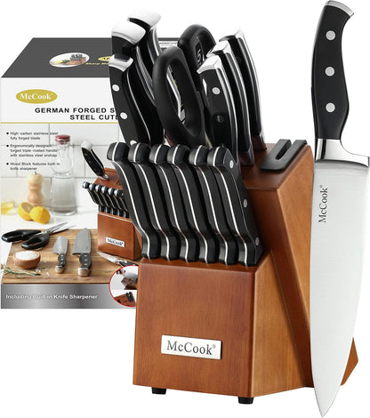 Kitchen Knife Set 15PC Knife Block Set W Built-In Sharpener1