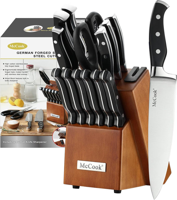 Kitchen Knife Set 15PC Knife Block Set W Built-In Sharpener1