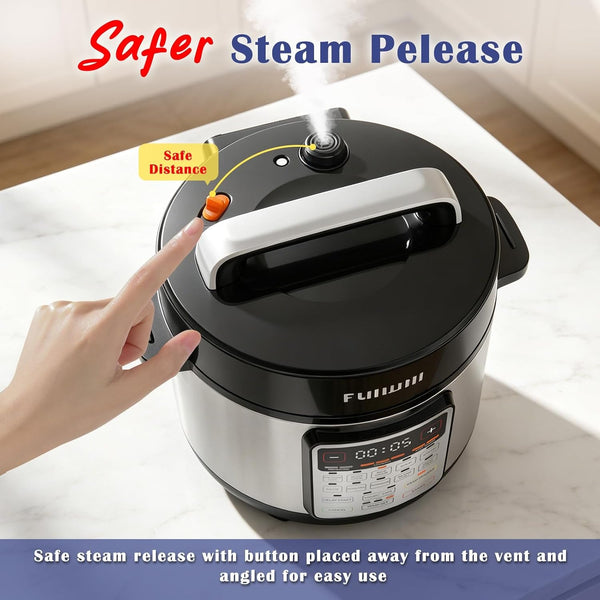 6QT Electric Pressure Cooker, 9-In-1 Multi-Use Programmable Pressure Cooker with Slow Cook, Rice Cook, Steamer, Sauté, Yogurt Maker, Food Warmer, Foodie Helper2
