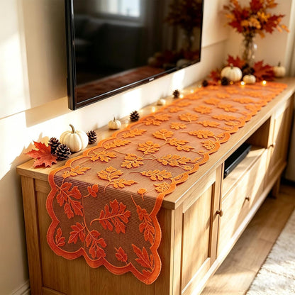 Fall Table Runner Fall Decorations for Home 13 X 72 Inch Maples Leaves Lace | Fall Decor Orange Runners Thanksgiving Table Runner Autumn Harvest Thanksgiving Decorations for Table Kitchen Dining Party6