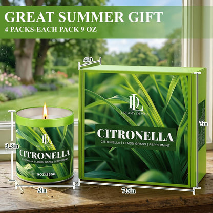 Citronella Candles Outdoor, Soy Wax 9 Oz 4 Pack6