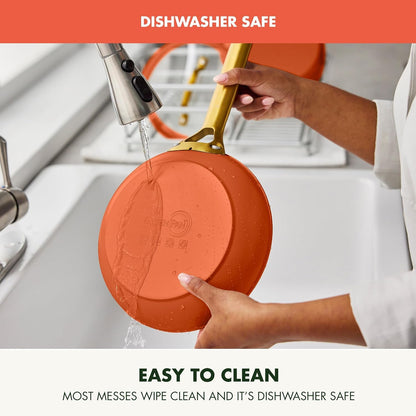 Nonstick Reserve Pro 10” & 12” Frying Pan Set, NSF Certified Ceramic, Hard Anodized Pfas-Free Skillets, Stainless Steel Handles, Oven & Dishwasher Safe, Harvest Orange7