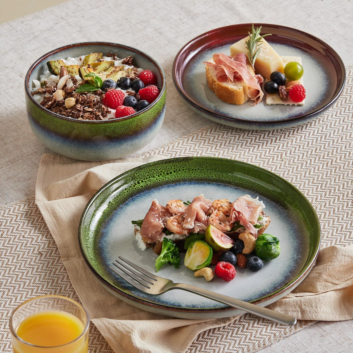 stoneware-dinnerware-sets-for-4-reactive-glaze-kiln-fired-red