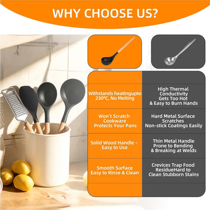 4-Piece Set,3 Silicone Cooking Spoons,1 Grater, Kitchen Utensils,Black7