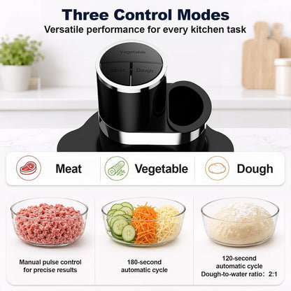 12Cup Food Processor,600W Food Chopper,Meat Processor with Glass Bowl | Glass Food Processor for Chopping Meat, Slicing, Shredding, Kneading Dough, Dishwasher Safe, Black4
