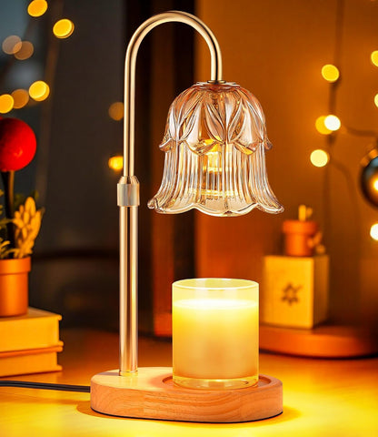 Candle Warmer Lamp Adjustable Timer - Electric Flower Glass Candles Light1