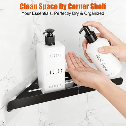 Shower Caddy Storage, Triangle Corner Shelf with Adhesive Hook2
