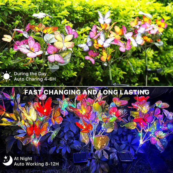 Solar Garden Lights Outdoor Waterproof Decorative Solar Lights Outdoor 2 Pack with 44 LED 34 Butterfly Flower Garden Decor Yard Patio Lawn, Gifts for Mother'S Day Mom Women5
