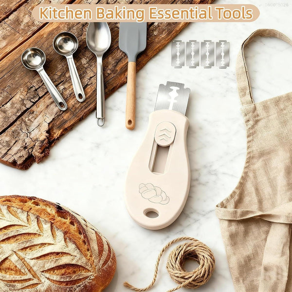 Bread Lame Sourdough Scoring Tool, Extractable & Magnetic Bread Scoring Tool, Scoring Knife for Bread Baking, Bread Razor for Homemade Bread, Sourdough Scorer Tool, Includes 5 Razor Blades-Beige6
