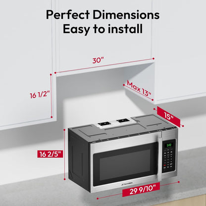 30" Over-The-Range Convection Microwave Oven Combo, 2-In-1 over the Stove Microwave & Oven, 1.5 Cu.Ft, One-Touch Cook, 300 CFM Exhaust Vent & LED Light for Kitchen & RV8
