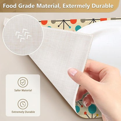 Mid Century Fifties Modern Atomic Retro Placemats Set of 6,12X18 Inch Table Mats for Kitchen Table Washable Farmhouse Linen Table Mats Dining Decoration4
