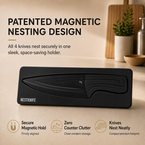 Magnetic Kitchen Knife Set - 4 Piece VG10 High Carbon Stainless Steel Kitchen Knives with Space-Saving Nesting Design & Magnetic Block - Ultra Sharp Professional Chef Knife Set2