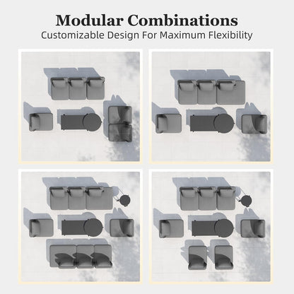 Metal Patio Conversation Set, 10-Seat, Modular Design, Grey8