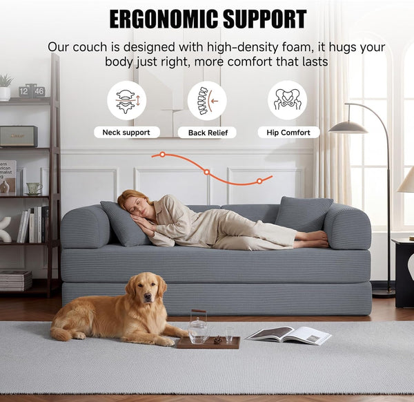 79" Boneless Couch for Living Room,Convertible Futon Sleeper Sofa Bed4