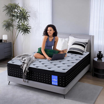 Queen Mattress, 14 Inch Medium Firm Hybrid Mattress in a Box, Gel Memory Foam & Individually Pocketed Coils, Pressure Relief & Motion Isolation, Fiberglass-Free, Certipur-Us Certified1