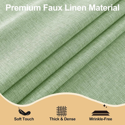 round Table Cloth Faux Linen Farmhouse Tablecloth Wrinkle and Stain Resistant Decorative Fabric Table Cover for Kitchen, Dining Room, Parties and Camping, Sage Green, 108 Inch Round4