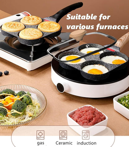 Egg Pan with Lid 4-Cup Nonstick, and Healthy Granite Egg Frying Pan, Versatile Breakfast Skillet for Eggs, Pancakes, Plett, Crepes, Compatible with Gas Stove and Induction Cooktop5