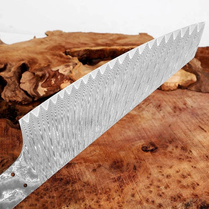 Meat Cleaver, 8 Inch Damascus Steel Blank Blade Handmade DIY Making Mater Full Tang Integral Damascus Blade Heat-Treated Ultra-Sharp Edges4