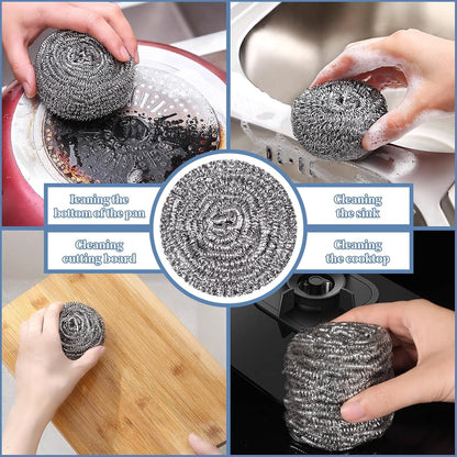 Stainless Steel Scrubber Scrubbing Scouring Pad Sponges Clean Pot Pan and Steel Wool for Kitchen Bathroom7