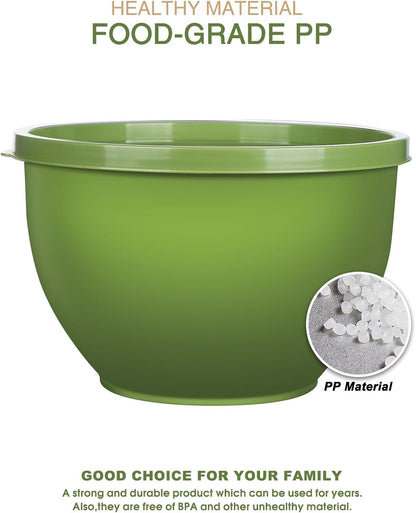 Plastic Mixing Bowls with Lids Set for Kitchen, 5 Set Nesting Bowls for Mixing, Baking, Prepping, Cooking and Serving Food, Mixing Bowls Dishwasher, Microwave Safe5