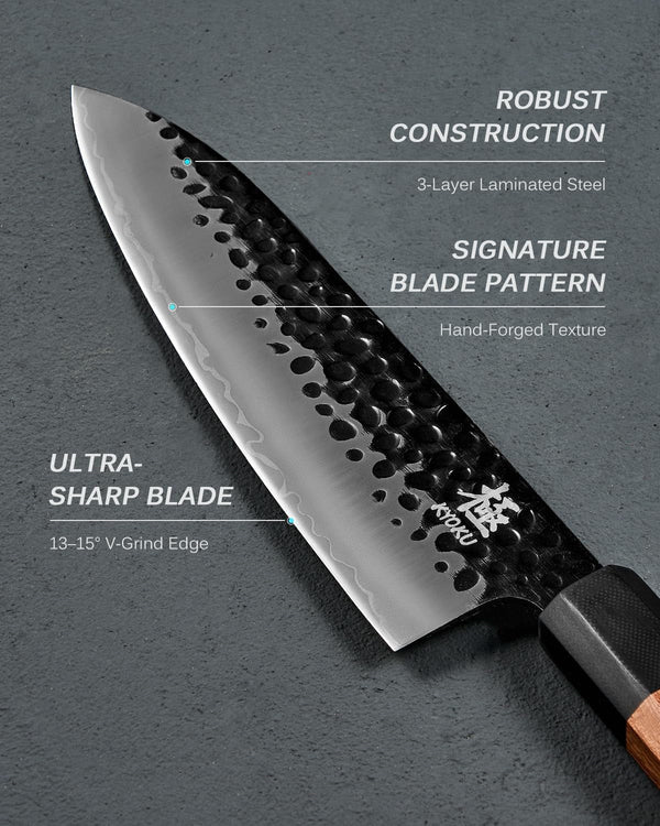 8" Chef Knife - Japanese 3 Layer Steel Kitchen Knife Rosewood Handle3