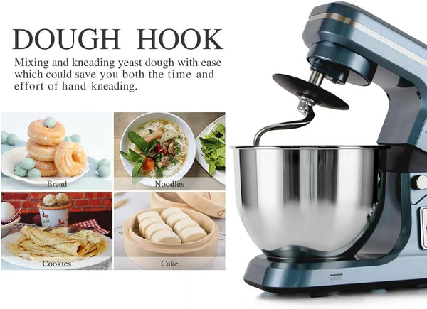 Stand Mixer,5.3-Qt & 500W & 6+P Speed MK36 Tilt-Head Kitchen Electric Food Mixers Home Baking Dough Machine with Accessories (Gray Blue)3