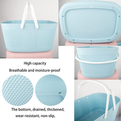 Portable Plastic Shower Caddy Basket Organizer with Handles, Blue3