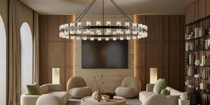 60 Inch Black Wagon Wheel Chandelier with Crystal Shade, 60 Lights, Large round Modern Farmhouse Style, Perfect for High Ceiling, Dining Room, Kitchen, Entryways, Foyer5