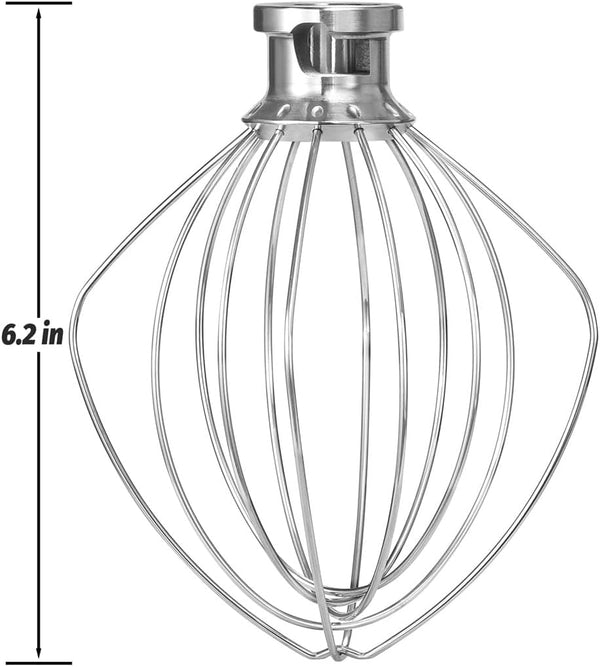 K45WW Dishwasher Safe Whisk Attachment Fits 4.5 Quart and 5 QT Kitchenaid Tilt-Head Stand Mixer Stainless Steel 6 Wires Whip for Egg Heavy Cream Beater, Cakes Mayonnaise6