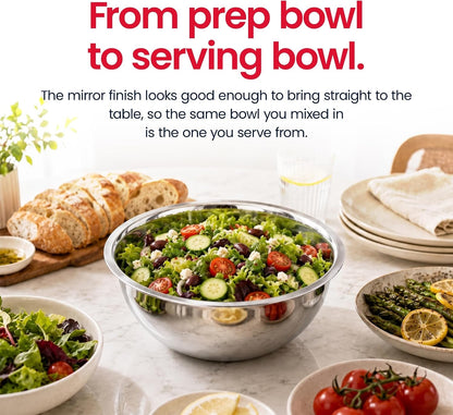 Large Mixing Bowl, 8 Quart Stainless Steel Bowl, 2 Pack8