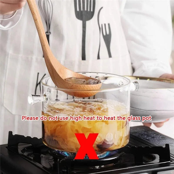 Clear Glass Simmer Pot for Stove Potpourri Cooking Saucepan with Cover Cookware Set Heat-Resistant Stovetop Pot and Pan with Lid, Soup, Milk, Baby Food,Fruit and Spices 1.5L/ 50 FL OZ7
