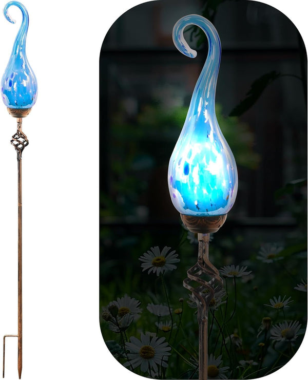 Solar Garden Lights, Decorative Led Flame Garden Stakes, Outdoor Garden Decor, Sky Bule Flame Solar Lights Outdoor Decorative for Pathway, Lawn, Patio, Driveway1