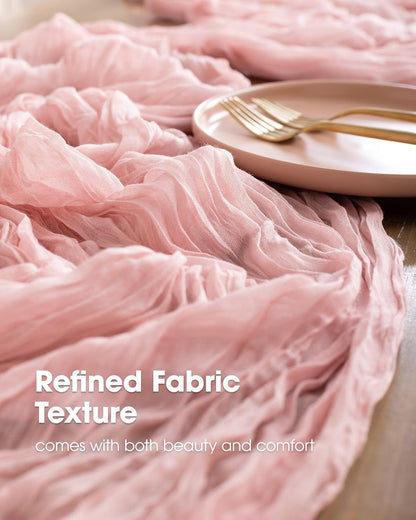 2-Pack Cheesecloth Table Runner, 120'' Easter Spring Boho Gauze Table Cloth Decorations for Party, Baby Shower, Wedding and Farmhouse, Fabric Room Decor, Dusty Pink | Easter Spring Party, Wedding, Baby Shower, Boho Decor, Gauze Table Runner3