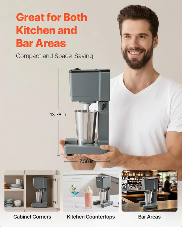 Milkshake Maker, 150W Single Head Milkshaking Machine, Height Ajustable, Dual-Speed Adjustment Drink Mixer Blender with 820Ml Stainless Steel Cup, for Home, Kitchen, Bar & Beverage Shop6