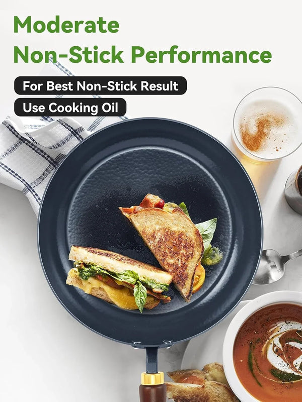 11" Enameled Carbon Steel Skillet, Nonstick Frying Pan | Stay-Cool Wooden Handle, Season-Free Stir-Fry Pan, Non-Toxic PTFE & PFOA Free, Oven-Safe & All Stovetops Compatible5