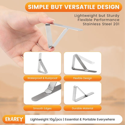 12 PCS Metal Tablecloth Clips Holder Securing Outdoor & Indoor Table Cloth | Windproof & Waterproof & Rustproof Stainless Steel Table Cover Clamps for Party, Picnic Camping, Wedding, Christmas, New Year7