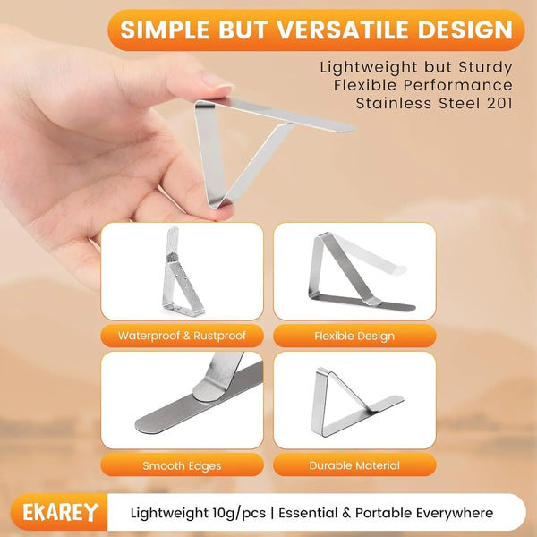 12 PCS Metal Tablecloth Clips Holder Securing Outdoor & Indoor Table Cloth | Windproof & Waterproof & Rustproof Stainless Steel Table Cover Clamps for Party, Picnic Camping, Wedding, Christmas, New Year7