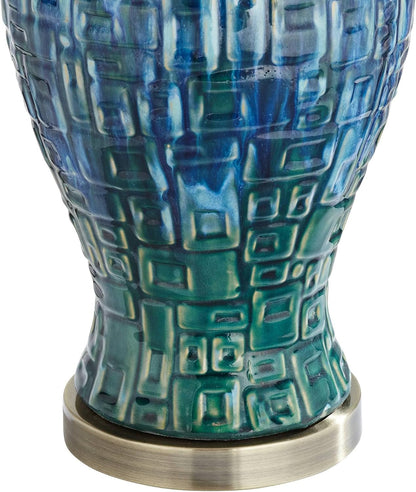 Matsu 27" Tall Table Lamp Set of 2 Teal Temple Ceramic Jar Modern6