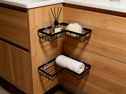Shower Caddy 2 Pack, No Drilling Adhesive Bathroom Organizer Shelf Rack, Corner Shower Shelf with Hooks for Home Decor & Storage7