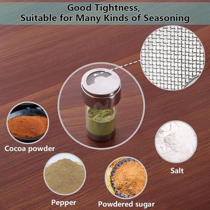 Newness Mesh Shaker or Salt Shaker, Stainless Steel Salt Dispenser, Clear Acrylic Seasoning Fine Mesh Shaker with Rotating Cover, 3.7 Ounces (110 Milliliter)4