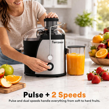 Top Chef Stainless Steel Centrifugal Juicer with 400W Motor, Dual-Speed Control, Wide Feed Chute, Juice Pitcher and Pulp Container for Fresh Fruit and Vegetable Juicing6