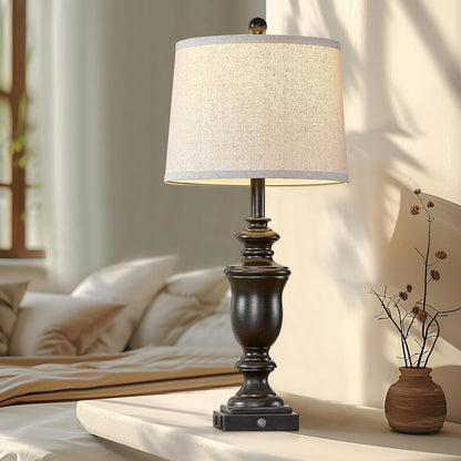 27.5" Set of 2 Farmhouse Table Lamps for Bedroom with AC Outlet4