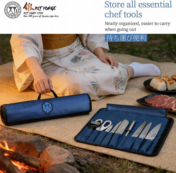 Stainless Steel Professional Japanese Kitchen Knife Set with Bag | Includes Paring, Boning, Santoku, Bread Slicing, Chef Knives, Honing Steel, Mini Whetstone, Scissors, Washing Cloth5