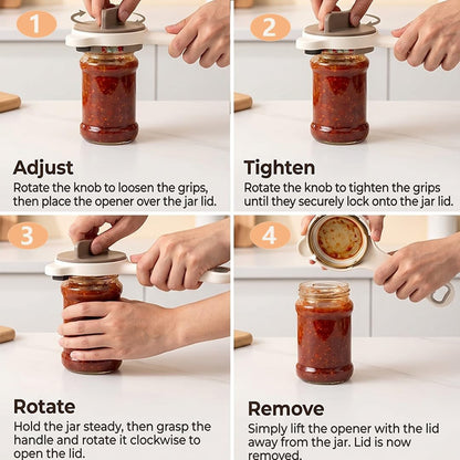 Multi Purpose Jar Openers 4 in 1 Adjustable Bottle Lid Can Punch Manual Opener Tool for Weak Hands Seniors Women6