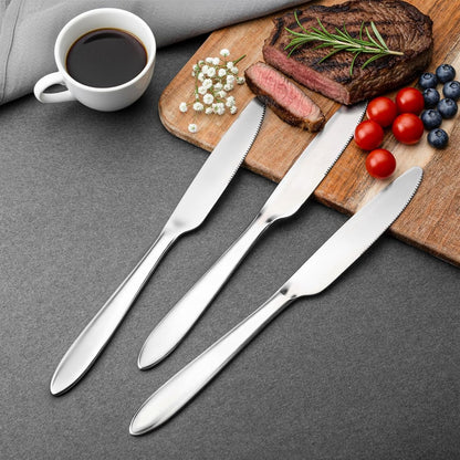 300 Pcs Dinner Knives Set 8.4 Inches Serrated Table Knives Durable Stainless Steel Butter Steak Silverware Bulk for Home, Restaurant, Kitchen, Dishwasher Safe and Mirror Polished7