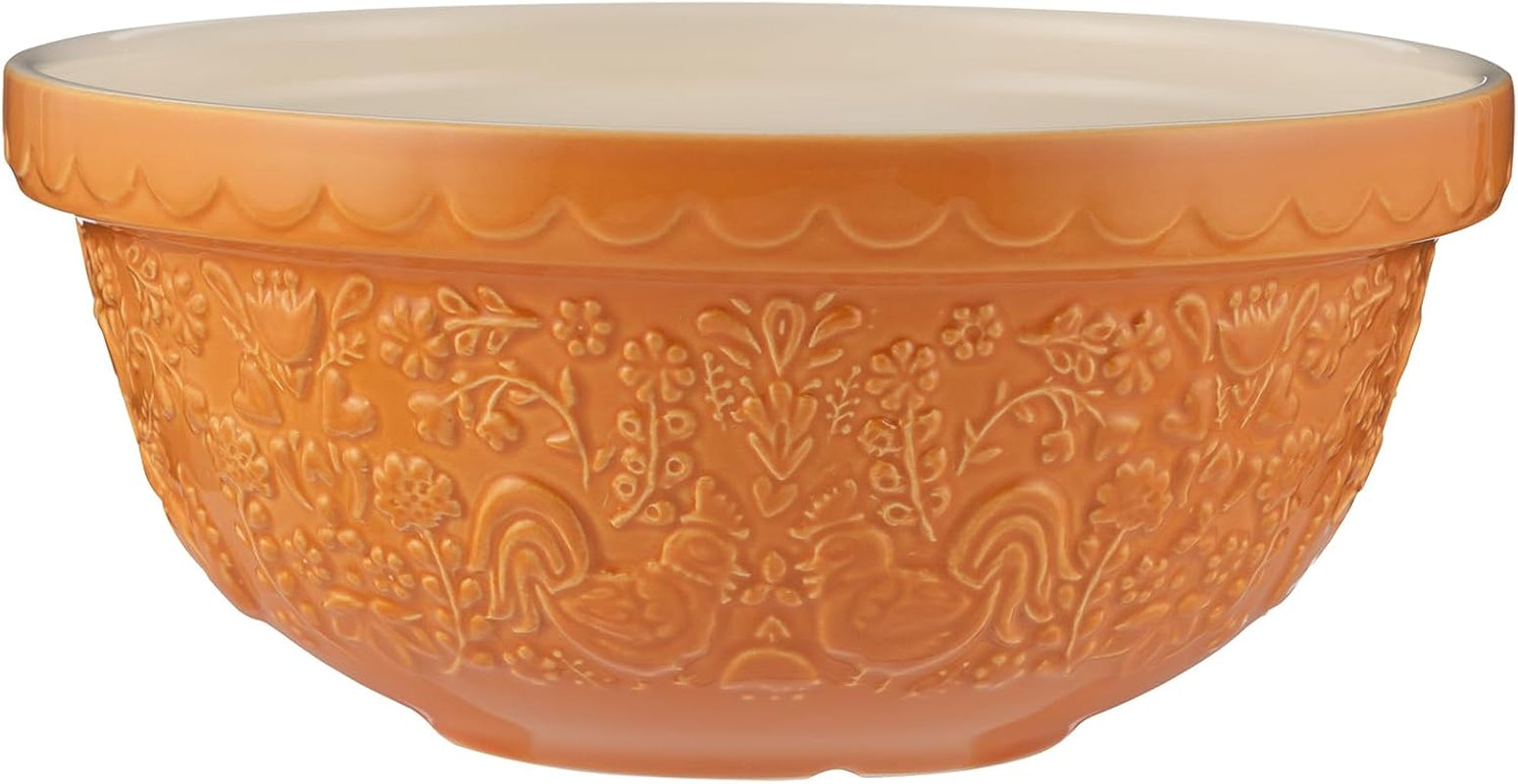 home-to-roost-mixing-bowl-24cm-earthenware-bowl-with-embossed-hen-cockerel-design-classic-bakeware-for-dough-pastry-cake-mixing-dishwasher-freezer-safe